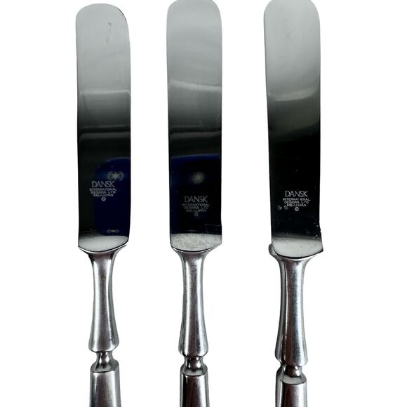 Dansk ANVIL IHQ Japan Vintage 1980s Stainless Satin BLUNT KNIVES 8 3/8"-Set of 3 - Picture 5 of 5